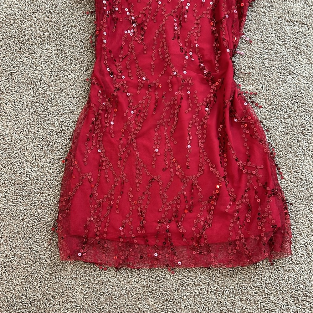50s Cherry red sequin Flapper Dress - Picture 5 of 11